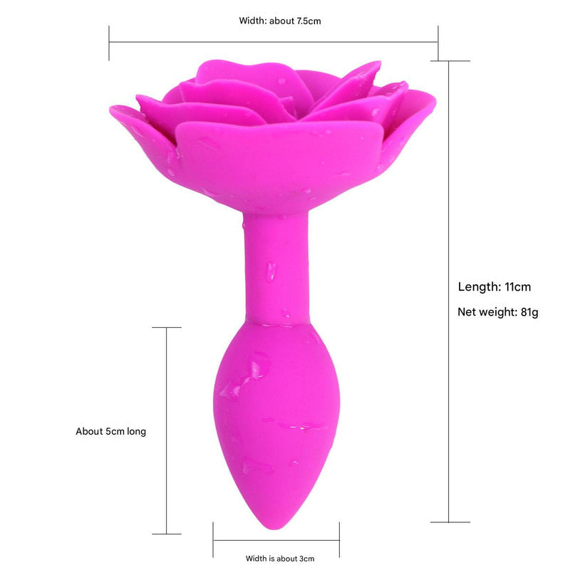 Elegant Rose Silicone Anal Plug - Smooth Tapered Design for Comfortable Play(Rose red)