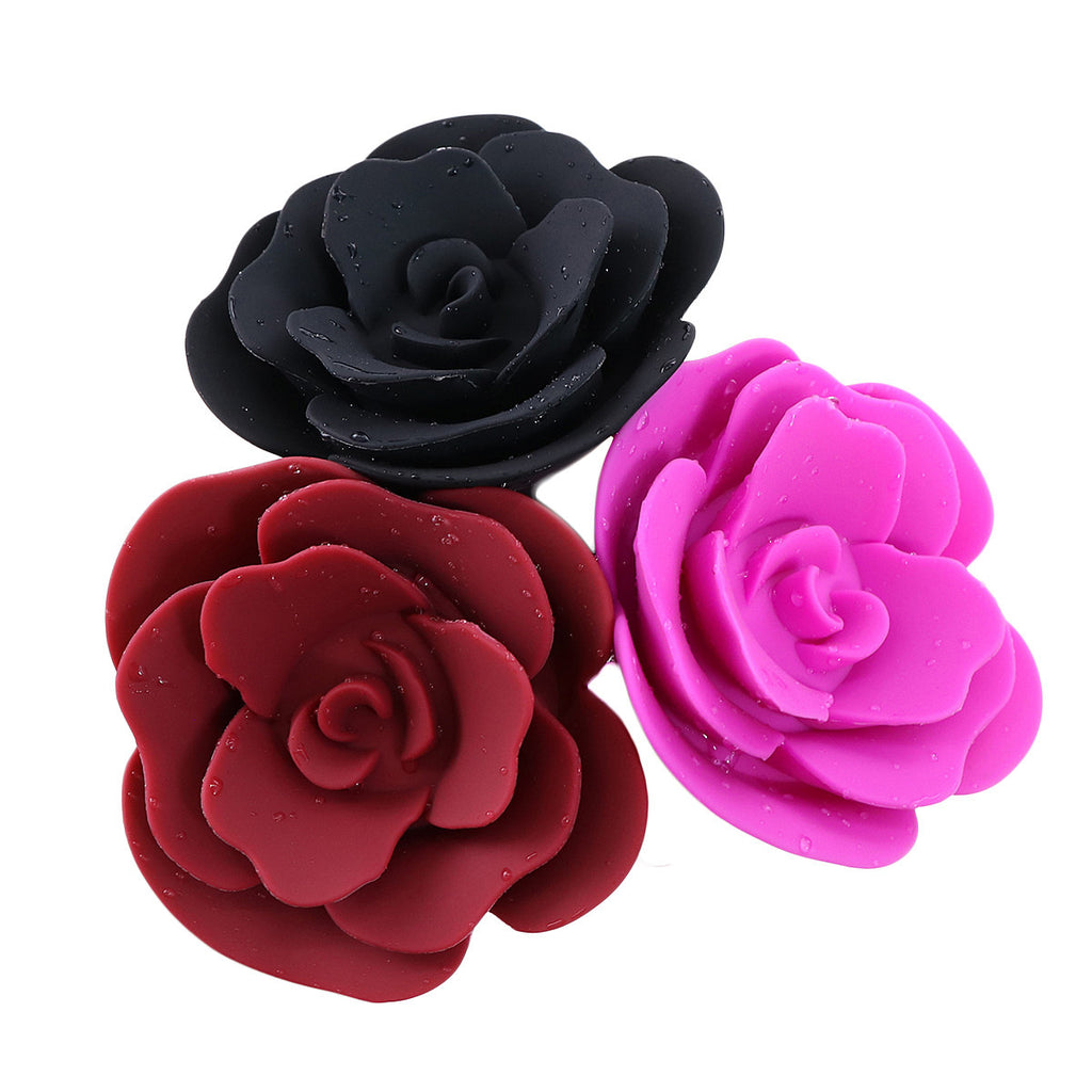 Elegant Rose Silicone Anal Plug - Smooth Tapered Design for Comfortable Play(Rose red)