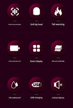 (Green) Powerful Dual Stimulation Wand Vibrator - Heated Tip, Multi-Mode, LCD Display