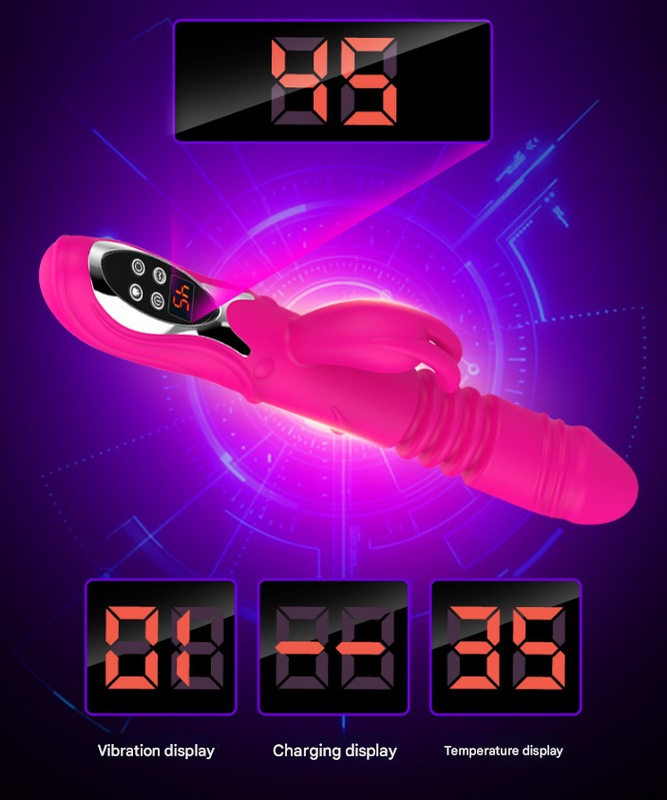 (Rose red)Ultimate G-Spot & Clitoral Rabbit Vibrator - Telescopic, Heated, Rotating