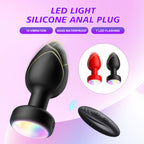 Green Luminous LED Vibrating Anal Plug with Wireless Remote - 10 Speeds, 7 Light Modes, Waterproof Silicone