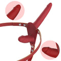 Red Versatile Unisex Dual-Ended Silicone Strap-On Dildo with Adjustable Leather Harness for Couples & Solo Play