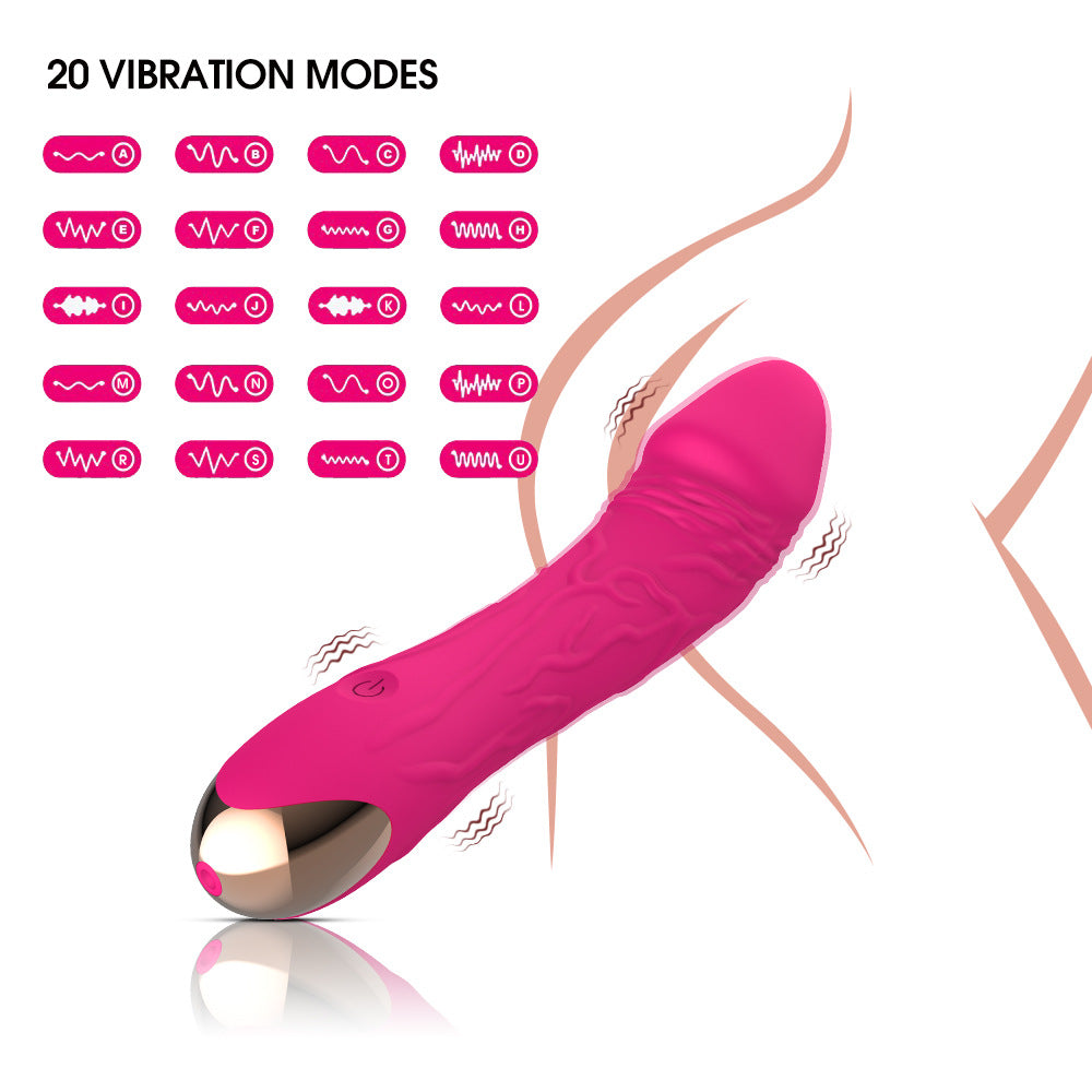 Black Intense Pleasure G-Spot Vibrator - 20 Speed Rechargeable Silicone Wand with Magnetic Charging